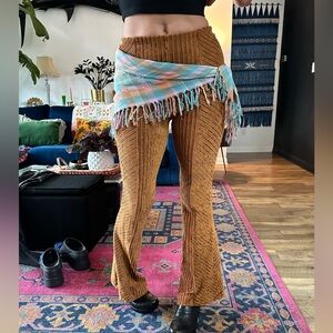 Gold Corduroy Velvet Free People Flare Pants